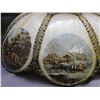 Image 2 : Currier & Ives Ornate Painted Glass & Metal Bronze Trim Vintage Ceiling Fixture