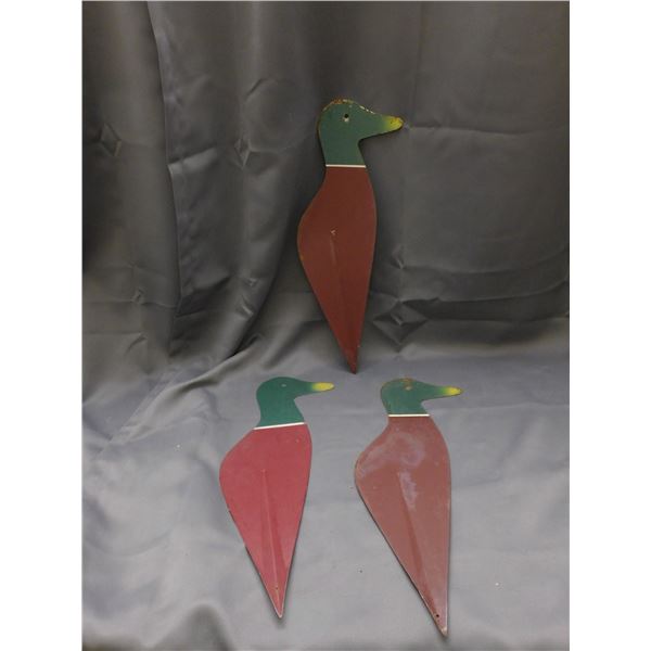 Lot of 3 Vintage Antique Metal Duck Decoys Yard Decor
