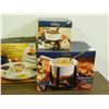 Image 2 : 4pcs Stoneware Fondue Plates, 8pc Dessert / Fondue Sauce Warmer Set, 10pc Cheese Fondue Set