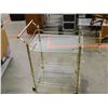 Image 2 : Rolling Bar Cart Brass Bamboo Style Frame Vintage MCM