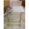 Image 4 : Magazine Rack Table Over The Couch and Side Table Glass Top Brass Frame