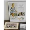 Image 3 : JUNK DRAWER Lot Framed Advertisement Clippings, Saucer, Etc