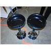Image 2 : Pair of Black Adjustable Plastic Bar Stools with Metal Foot Rests and Bases Modern