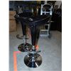 Image 3 : Pair of Black Adjustable Plastic Bar Stools with Metal Foot Rests and Bases Modern