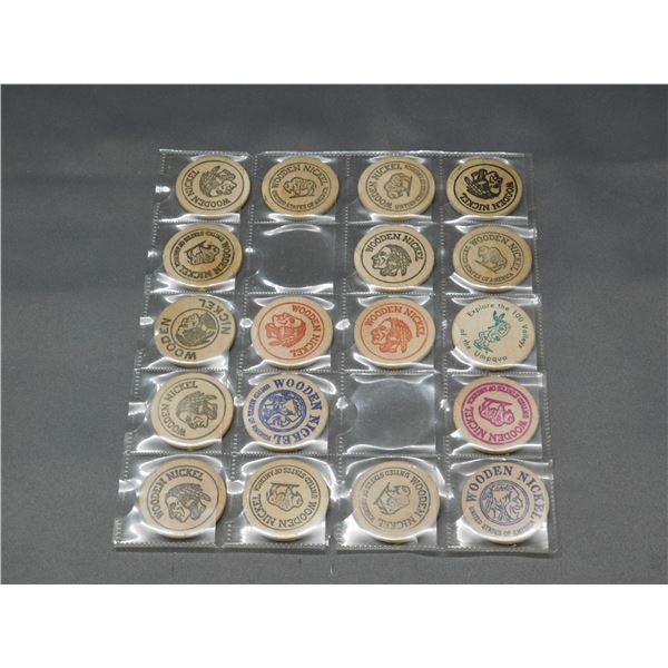 Lot of 18 American USA Wooden Nickels Vintage Fair Tokens