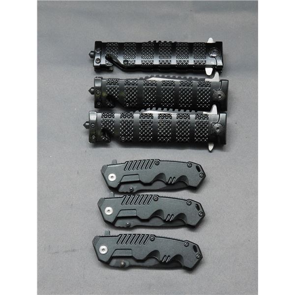 Lot of 6 Folding Pocket Knives Hunting Knives 2 Styles 2.75" Blade and 4" Blade