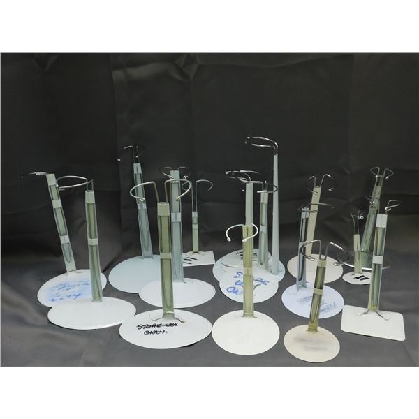 Lot of 16 Doll Stands Assorted Sizes Adjustable Metal Claws