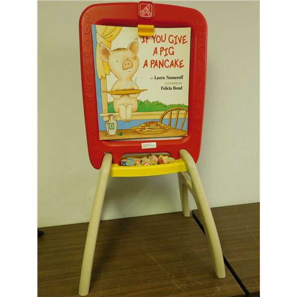 Kids Whiteboard Drawing Stand, w If You Give A Pig A Pancake Book, Wooden Alphabet Blocks