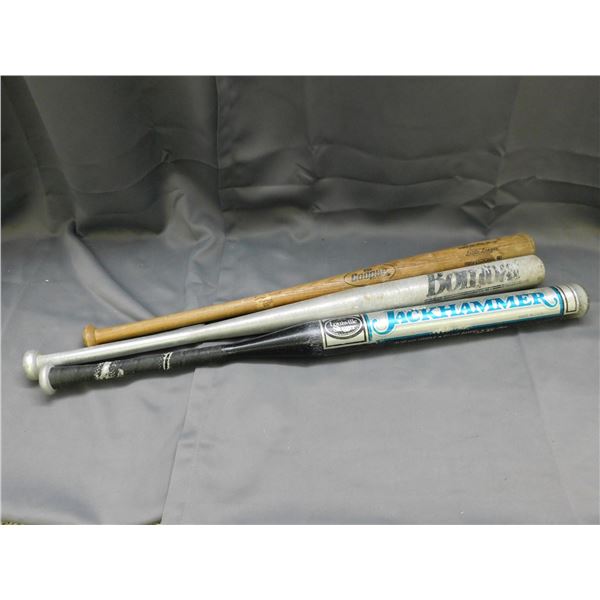Lot of 3 Baseball Bats Wood & Metal