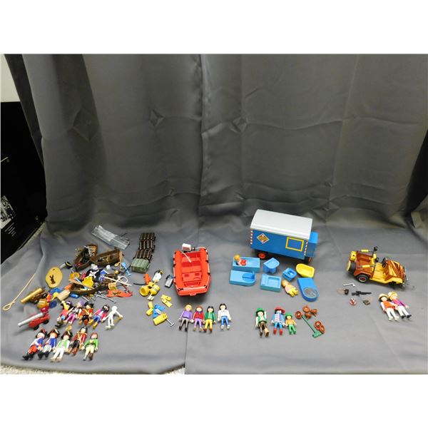Lot of 5 Playmobil Sets Pirates, Boat, Offroader, Etc w Accessories and Figures