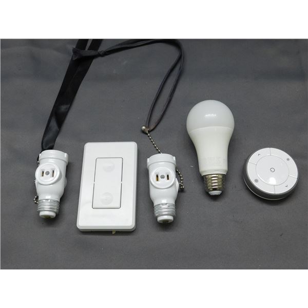 Smart LED Lightbulb IKEA, and 2 Light Bulb Attachments Extra Plugs, Wireless On/Off Outlet Switch