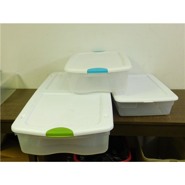 Lot of 3 Narrow Under The Bed Storage Bins w Lids
