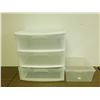 Image 1 : 2pc 3-Drawer Plastic Storage Unit Shelving 24" x 14" x 21" and Small Storage Box (cracked lid)
