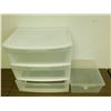 Image 2 : 2pc 3-Drawer Plastic Storage Unit Shelving 24" x 14" x 21" and Small Storage Box (cracked lid)