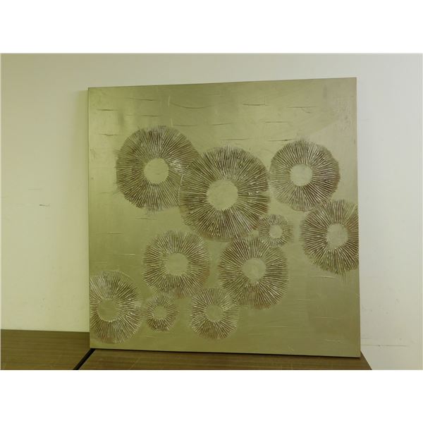 "Middle of Nowhere" by Sarah Brooke Large Textured Heavy Pallet Circles Painting in Grey