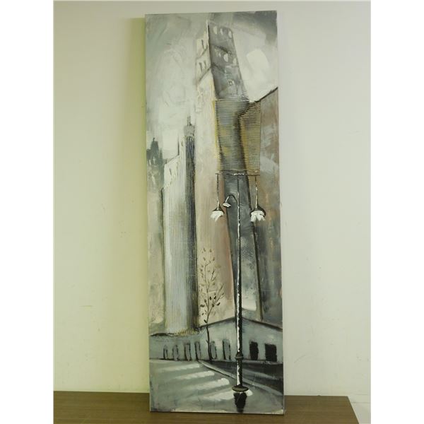 Heavy Palette Original Textured Painting of Streetlamp