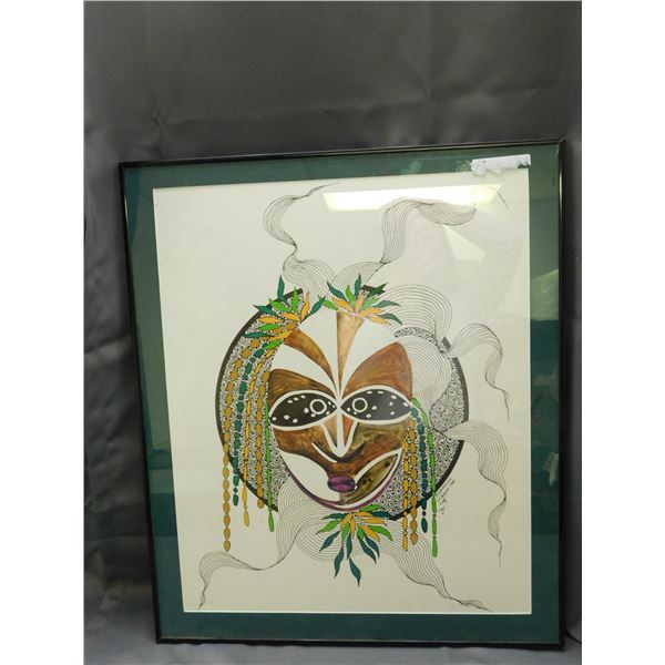 Original Framed Artwork  Alejandro Luis La Habana 1980 Cuba Oyn Ink & Paint Drawing