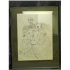 Image 1 : Original Ink Drawing Artist Signed Man Adorned in Fur & Horned Helmet
