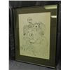 Image 2 : Original Ink Drawing Artist Signed Man Adorned in Fur & Horned Helmet