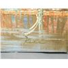 Image 2 : Heavy Palette Canvas Painting Boat at Pier Artist Signed