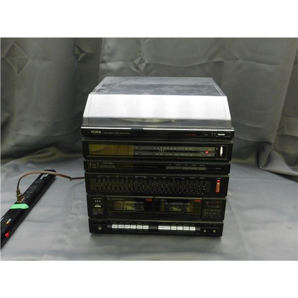 YORX M2202 Audio Compact Stereo Sound System w Turntable, Cassette Deck, Equalizer, AM FM