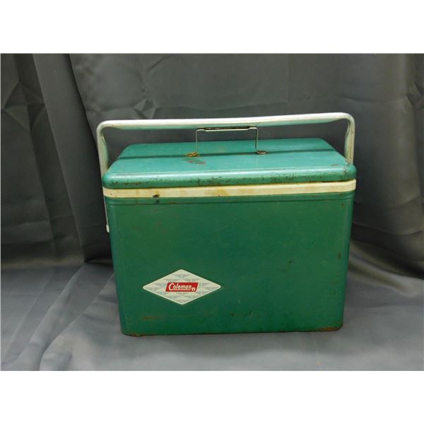 Vintage Green Metal Coleman Cooler Trunk Ice Chest