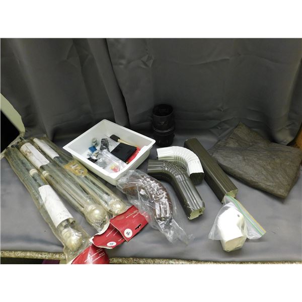 Lot of Assorted Contractor / Home Renovation Parts Gutter Pipes, Flag Pole Kits, Etc