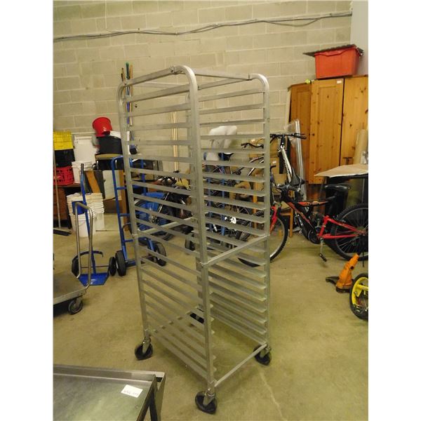 20-Slot Sheet Pan Rack Aluminum Rolling Cart Industrial Cooking / Baking Supply