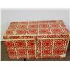 Image 2 : Wooden Toy Trunk Chest with Wrapped in Decorative Paper Red and White Pattern