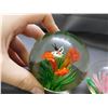 Image 2 : Art Glass Paperweights 1.5" and 2.5" Floral Design