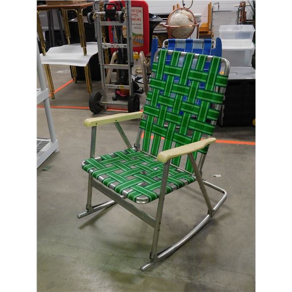 Folding Aluminum Webbed Rocking Chair Lawn Outdoor