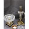 Image 3 : Lot of Brass Candle Holders with Crystal Adornment, Etc