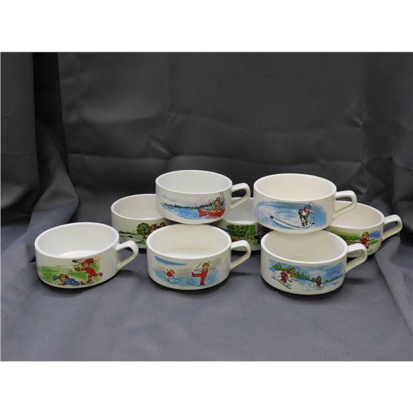 Lot of 8 Campbells Soup Mugs Sports Artwork