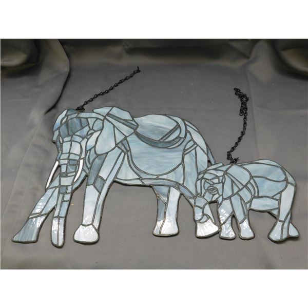 Elephants Stained Glass Wall Decoration