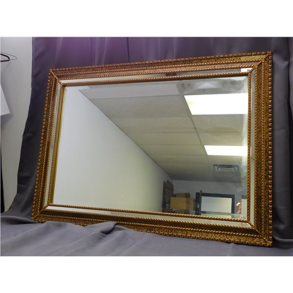 42" x 30" LARGE Ornate Gilded Over Mantel / Horizontal Wall Mirror Beveled Edges