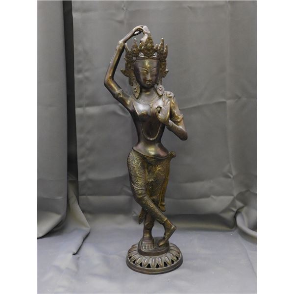 Brass Asian / Buddhist Goddess of Maya Sculpture