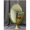 Large Gold Tone Oval Glass Desk Vanity Rotating Mirror