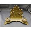 Image 1 : Bronze Ornate Desk Adornment Letter Holder with Ink Wells