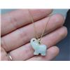 Image 3 : 10k Gold Necklace with White Jade Elephant Pendant