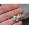 Image 4 : 10k Gold Necklace with White Jade Elephant Pendant