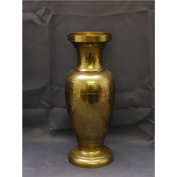 Large Heavy Brass Vase 14" Asian Style