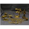Image 1 : Lot of Small Brass Asian Indian Decor Elephant, Unicorn, Incense Burner, Om symbols
