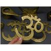 Image 2 : Lot of Small Brass Asian Indian Decor Elephant, Unicorn, Incense Burner, Om symbols