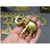 Image 3 : Lot of Small Brass Asian Indian Decor Elephant, Unicorn, Incense Burner, Om symbols