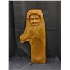 Image 1 : Artist Signed Wood Carved Face of Man Rectangular Sculpture