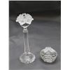 Image 1 : Swarovski Crystal Small Candlestick & Trinket Box with Frosted Flowers Poppies Adornment