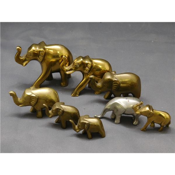 Lot of 8 Brass Miniature Elephants Figurines