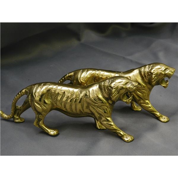 Pair of Brass Tigers Sculptures
