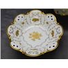 Image 2 : Lot of 2 East Germany reichenbach porcelain White and Gold CAKE STAND & Lattice Footed Dish China