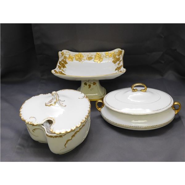 Italy, France & USA Footed Dish, Serving Bowls w Lid
